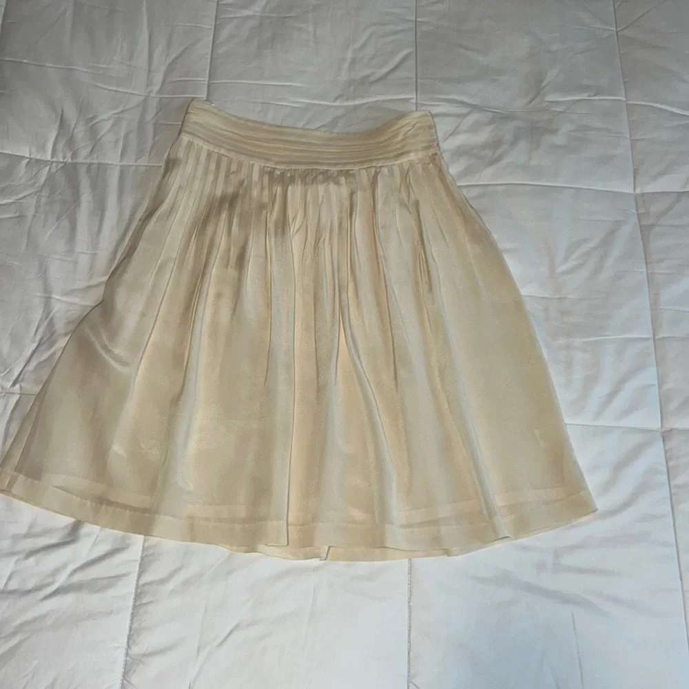 Banana Republic cream ivory silk pleated skit midi with lining zipper closure 0 - Picture 4 of 8
